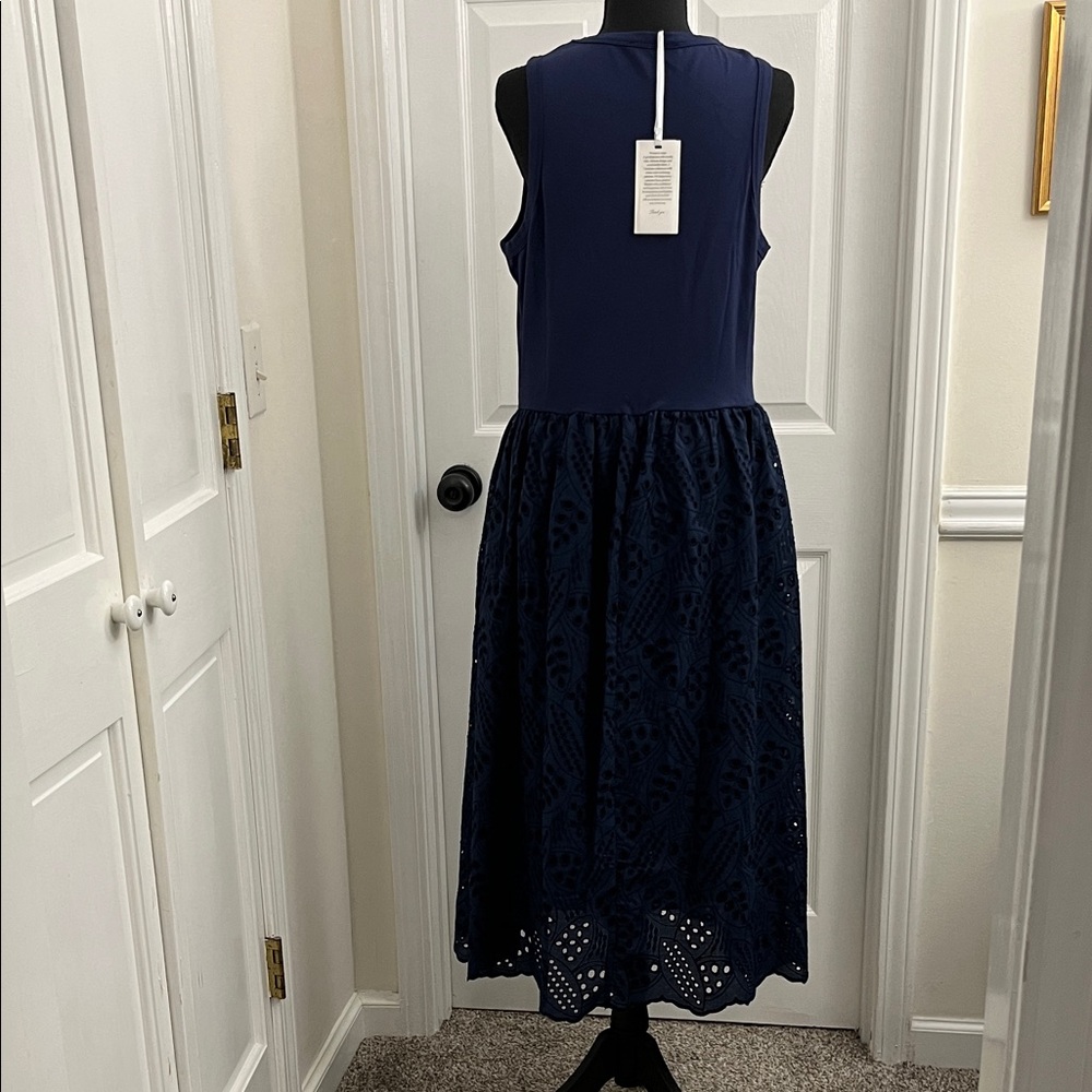 Grace Karin Navy Sleeveless Maxi Dress with Eyelet Skirt Panel - Picture 6 of 7